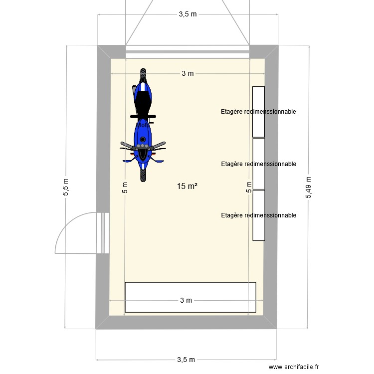 garage. Plan de 1 pièce et 15 m2
