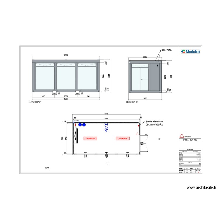 Plan vitré comptoir double porte. Plan de 0 pièce et 0 m2