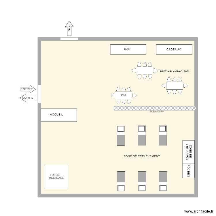 FARCIENNES 2 - Admin.Communale (sous la salle de mariages). Plan de 1 pièce et 59 m2