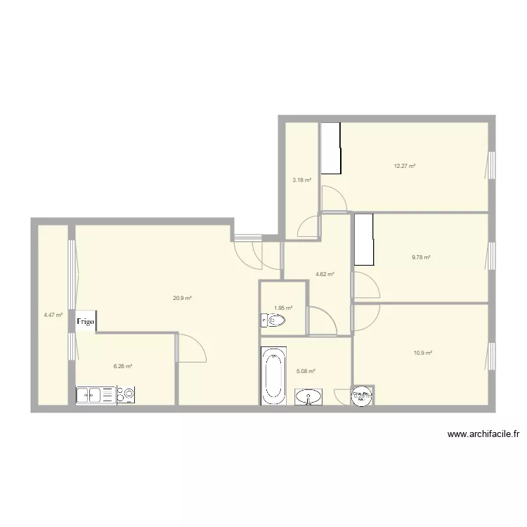 Appartement T4 . Plan de 
