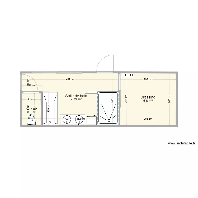 Salle de bain et dressing. Plan de Salle de bain et dressing. Plan de