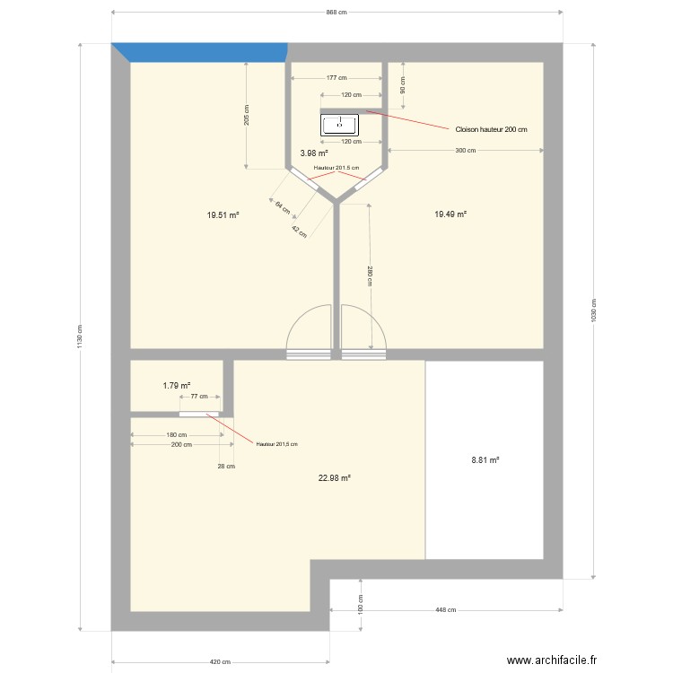 plan cloisons etage 1. Plan de 0 pièce et 0 m2