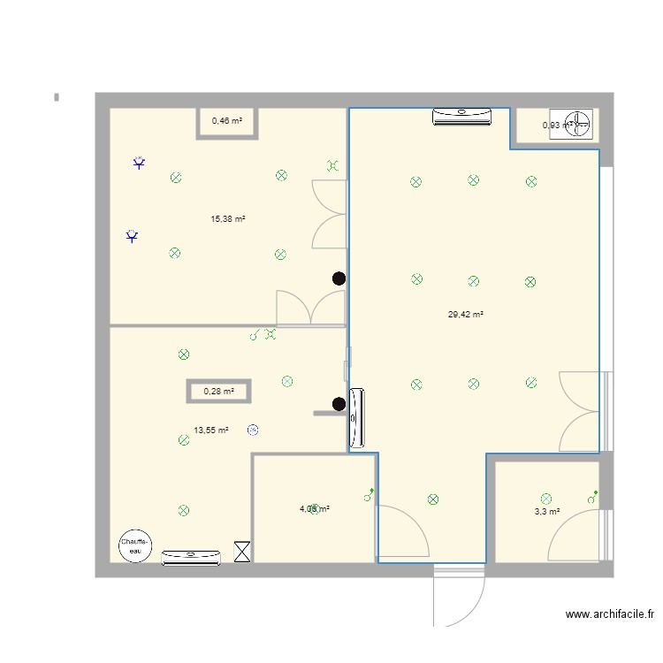 Tanais Electricité 2. Plan de 8 pièces et 68 m2