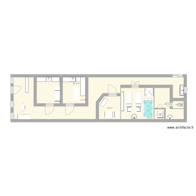 Institut . Plan de 8 pièces et 57 m2