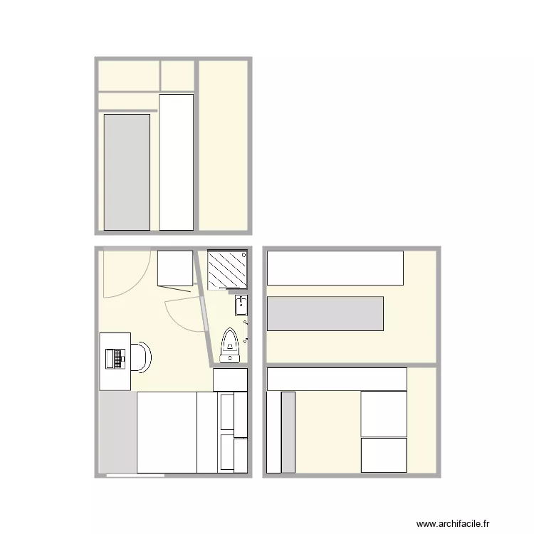 chambres 2 et 3 lit 120. Plan de 