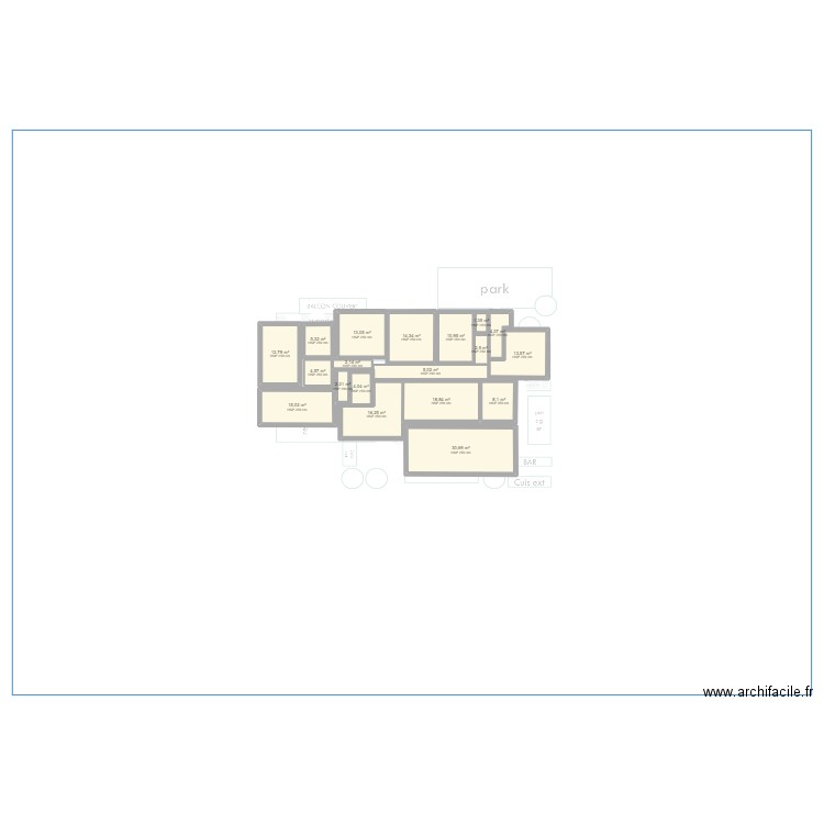 propo 1. Plan de 19 pièces et 192 m2