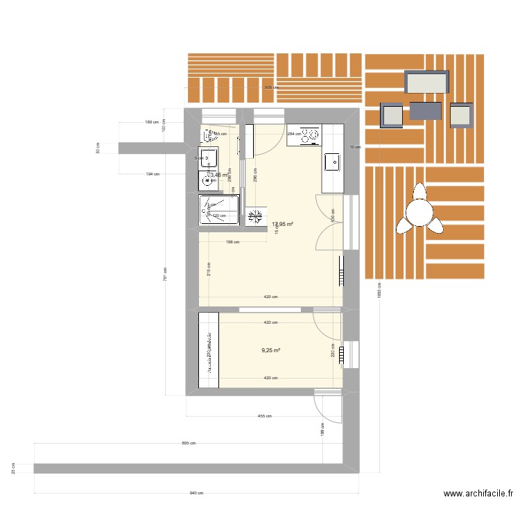 Payas v9. Plan de 3 pièces et 31 m2