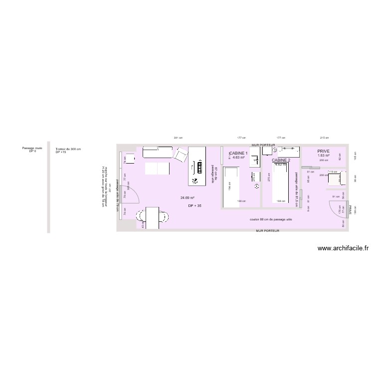 BACKSTAGE INSTITUT AVANT TRAVAUX. Plan de 0 pièce et 0 m2
