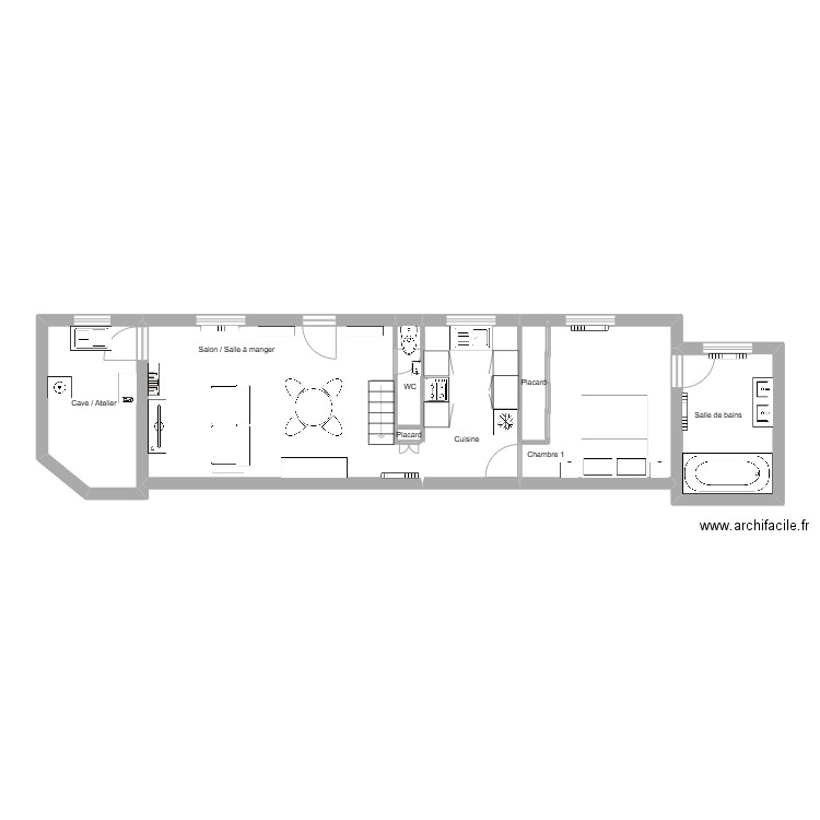 liot Niveau 1. Plan de 9 pièces et 60 m2