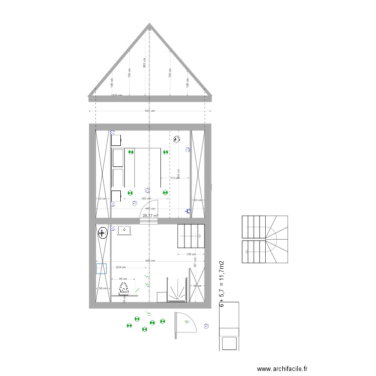 Positionnement escalier. Plan de 0 pièce et 0 m2