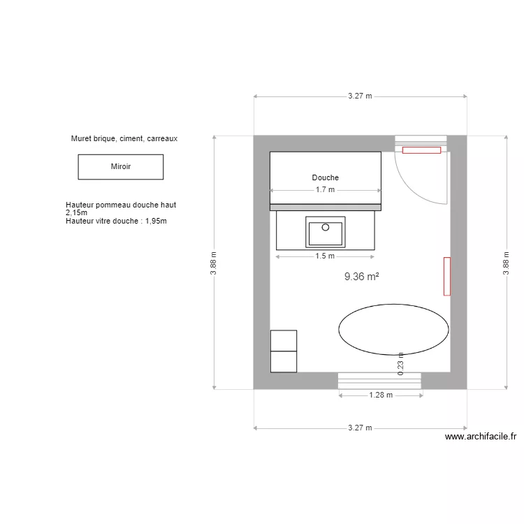Salle de bains 2. Plan de 