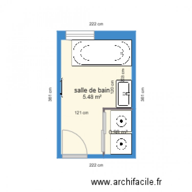 APPART  D3  salle de bain variante 2. Plan de 0 pièce et 0 m2