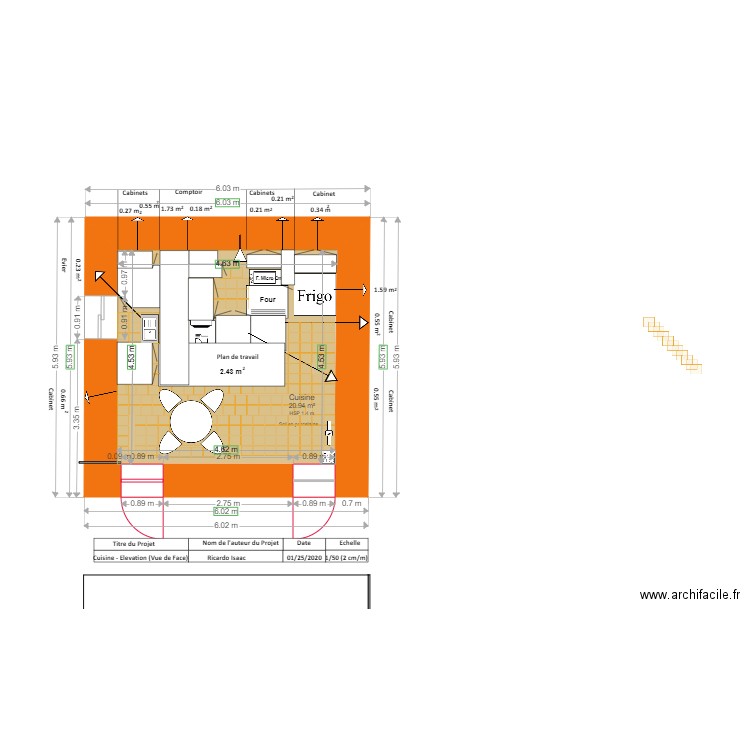 PLAN   CUISINE VUE DE FACE ELEVATION TERMINER 3. Plan de 0 pièce et 0 m2