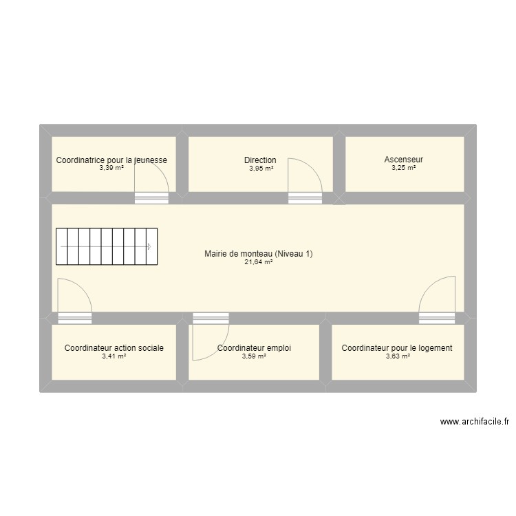 Plan de la mairie de Monteau (Niveau 1). Plan de 0 pièce et 0 m2
