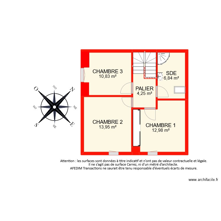 BI8952 ETAGE. Plan de 8 pièces et 51 m2