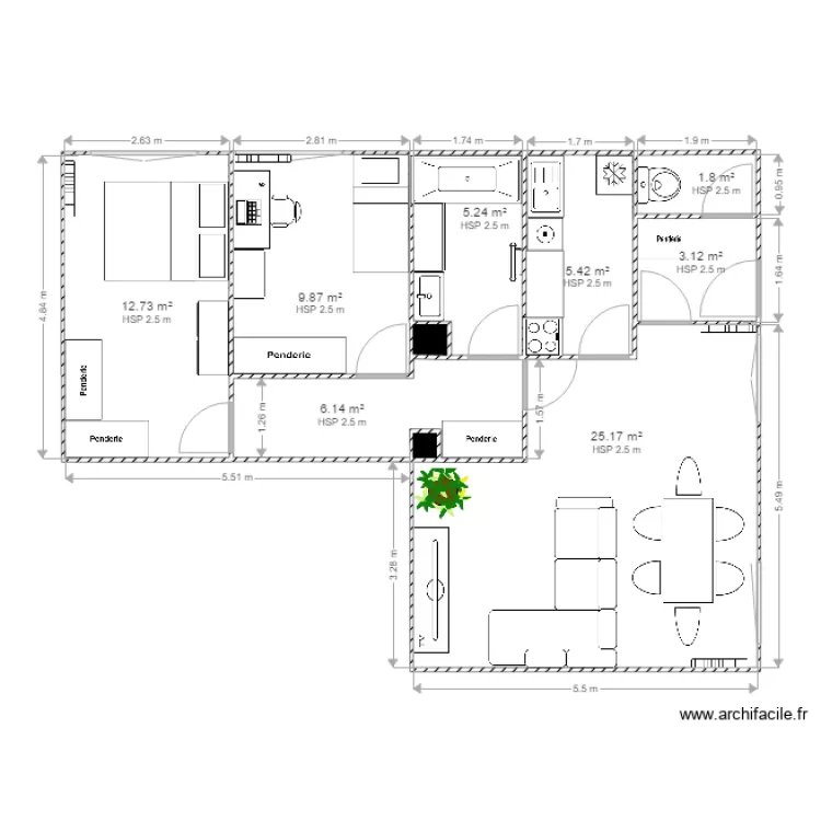 PROJET AMENAGEMENT 2 LOGEMENT FONTENAY CORRIGE. Plan de 
