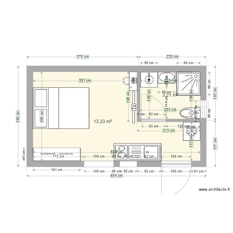 Studio garage. Plan de 0 pièce et 0 m2