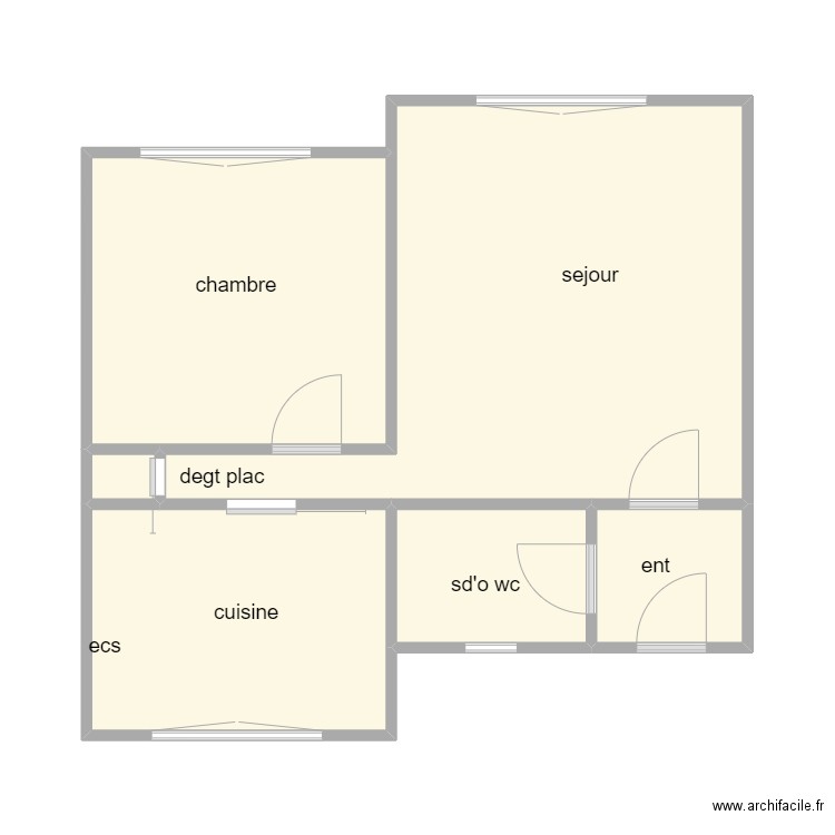 Lemarié. Plan de 6 pièces et 46 m2