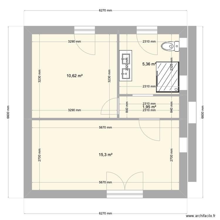 extension mimizan 2. Plan de 4 pièces et 33 m2
