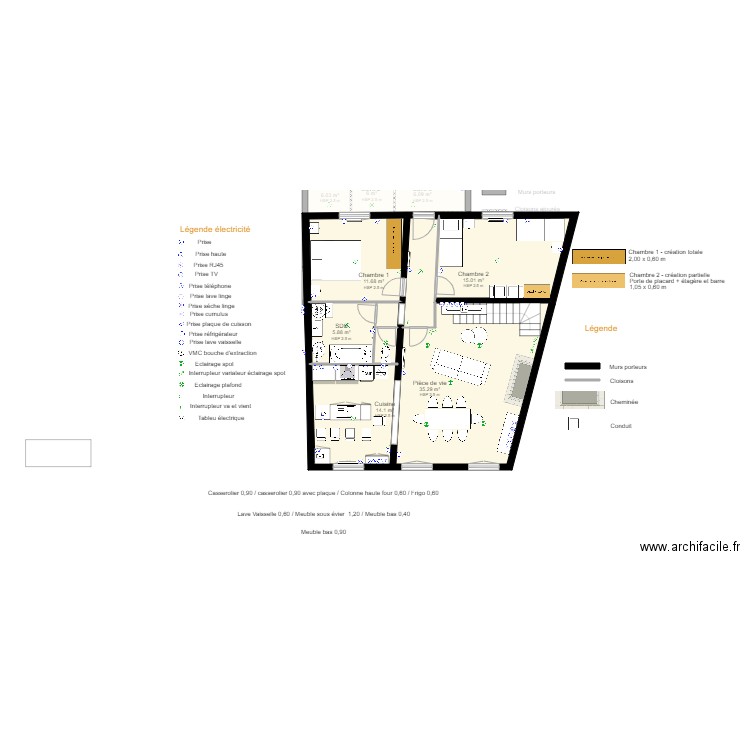 COMMON Jean Hugue Projet. Plan de 12 pièces et 134 m2