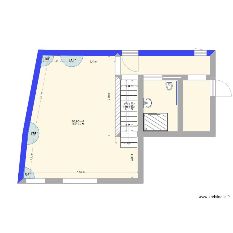 rdc delorme picarreau. Plan de 5 pièces et 41 m2