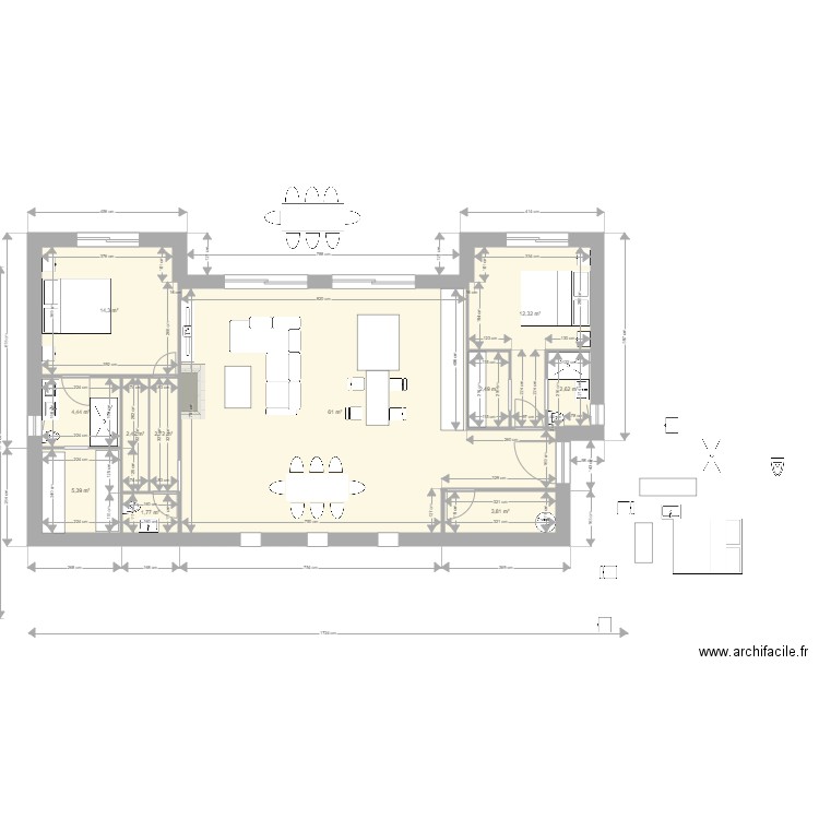 PLAN GIALLA 2 CHAMBRES. Plan de 0 pièce et 0 m2