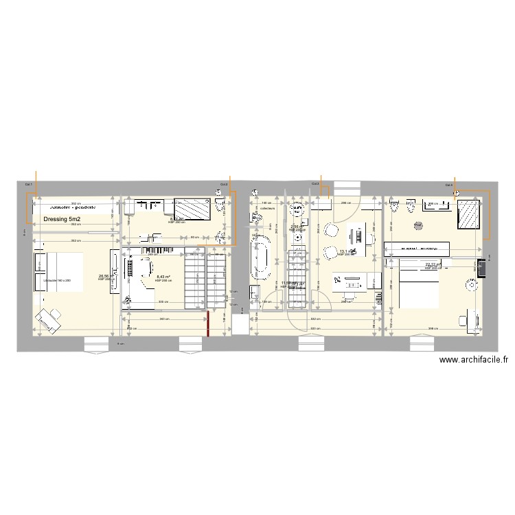 Sibinel 1er etage Distribution chauffage. Plan de 0 pièce et 0 m2
