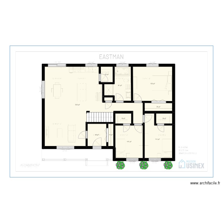 EASTMAN 28’ X 32’ X 44' - PLAN VIERGE. Plan de 11 pièces et 104 m2