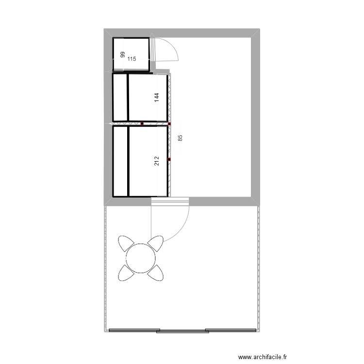 Aménagement Atelier G 3. Plan de 7 pièces et 26 m2