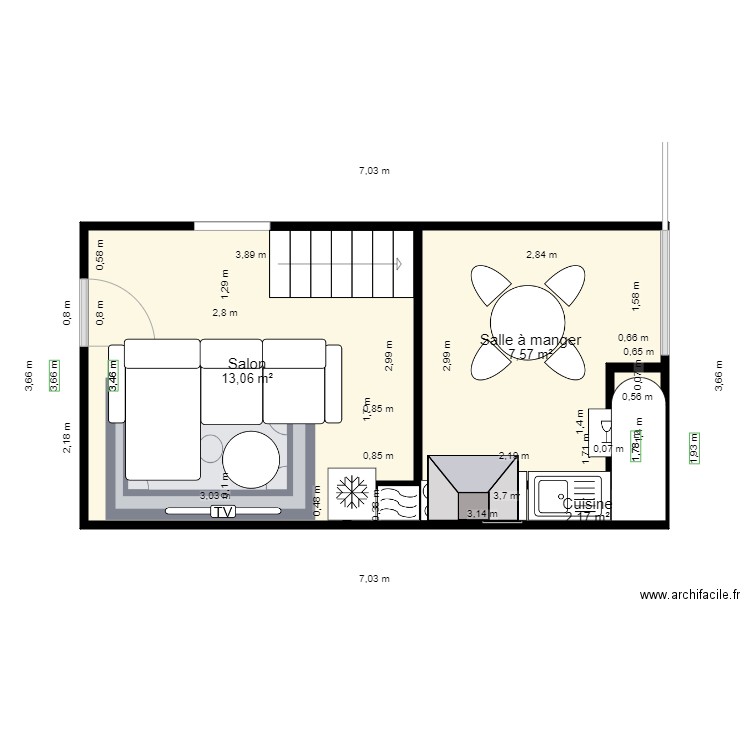 gites 2 piece de vie. Plan de 0 pièce et 0 m2