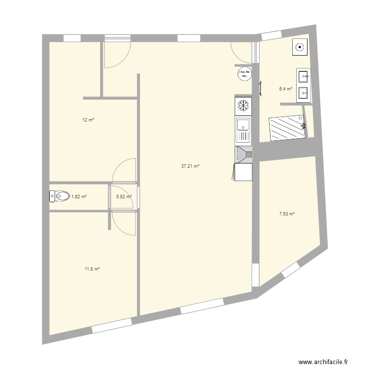 Appartement Salon 80 Plan 2. Plan de 0 pièce et 0 m2