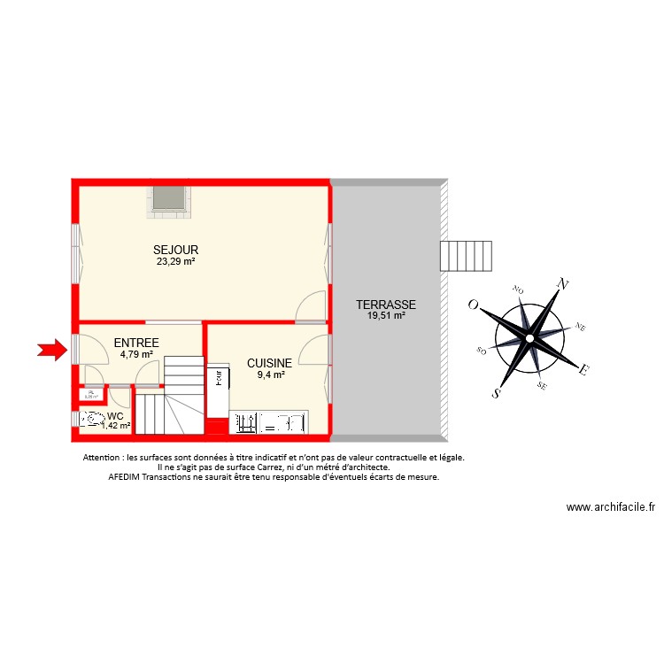 BI8762 RDC. Plan de 10 pièces et 62 m2