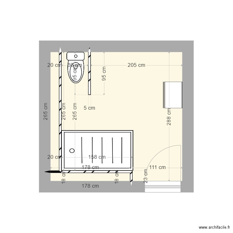 WOLFF. Plan de 3 pièces et 8 m2