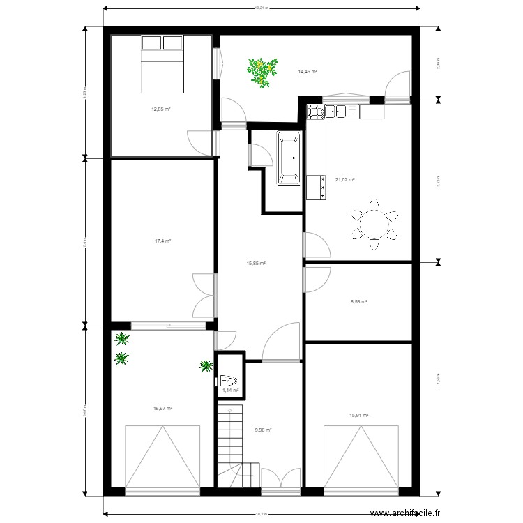 plan maison appartements. Plan de 10 pièces et 134 m2