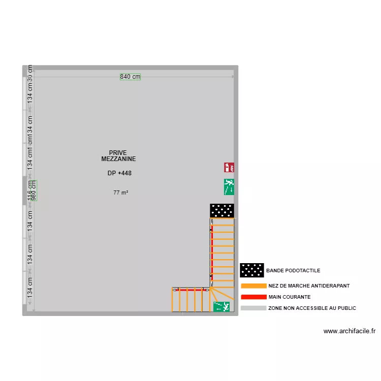 MC-R Performance mezzanine apr&egrave;s travaux vue zoomer. Plan de 