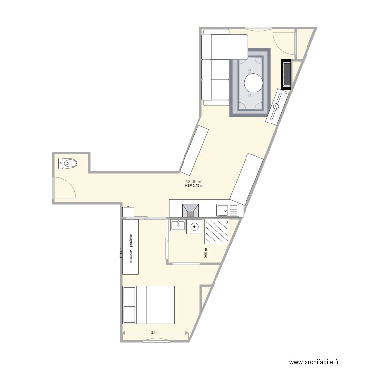 Grillet2. Plan de 1 pièce et 42 m2