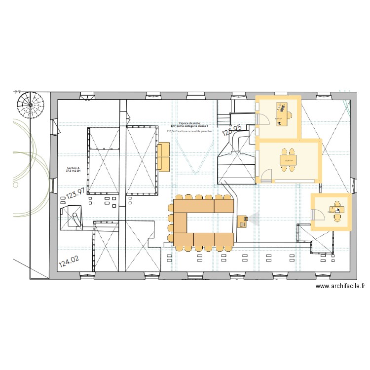 Dernier étage Minoterie navarrenx. Plan de 3 pièces et 28 m2
