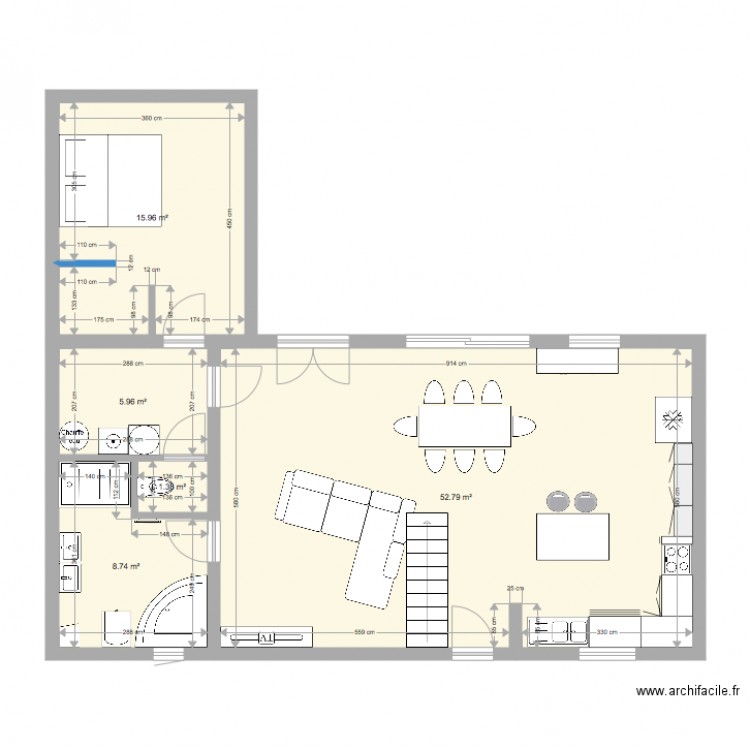 agrandissement maison final. Plan de 0 pièce et 0 m2