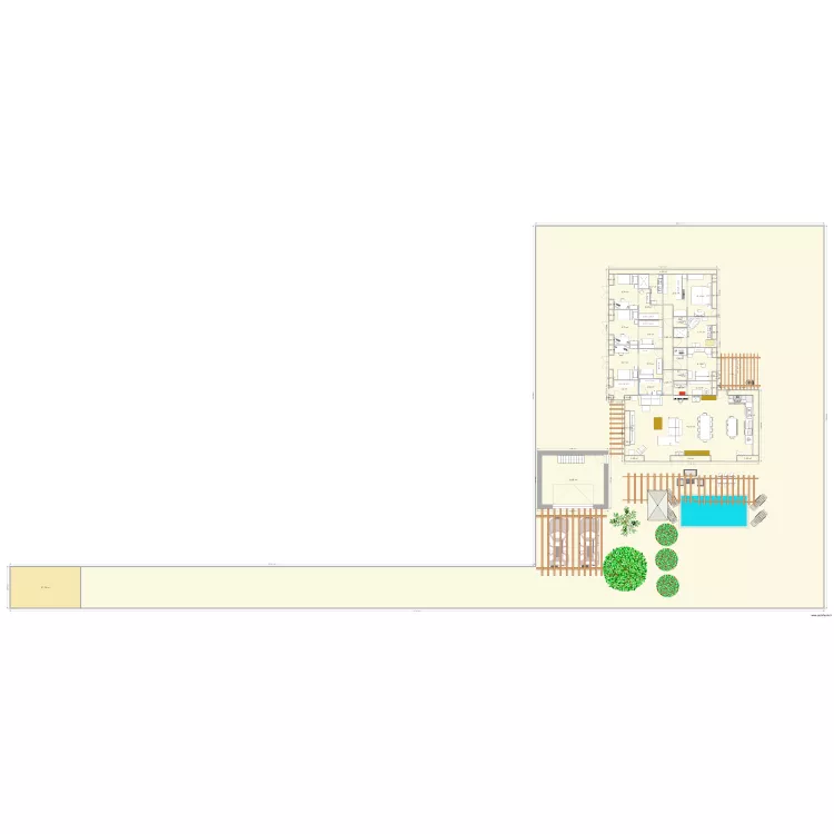 Maison avec cloison 2m35 cuisine &agrave; droite plus 1m20 large salon. Plan de 