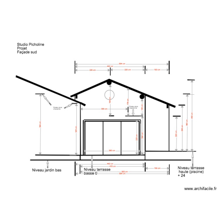 Studio Picholine Projet Fa&ccedil;ade Sud 03 18 3. Plan de 0 pièce et 0 m2
