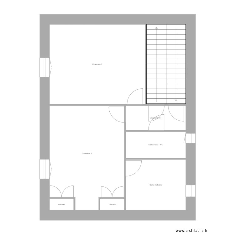 BARASCUD Niv 2. Plan de 8 pièces et 64 m2