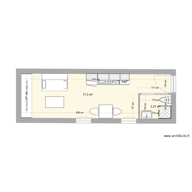 MATHILDE CAVAL. Plan de 2 pièces et 19 m2