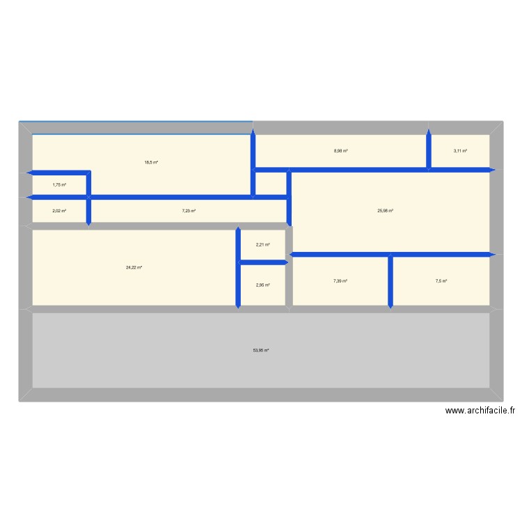 Gite I ~ 1er étage. Plan de 13 pièces et 166 m2