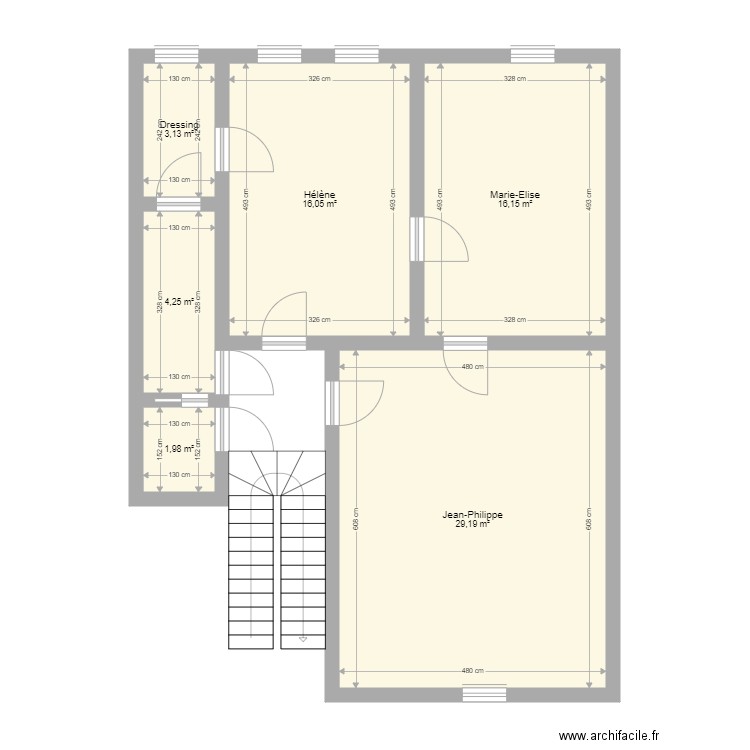 Herder étage 1. Plan de 6 pièces et 71 m2