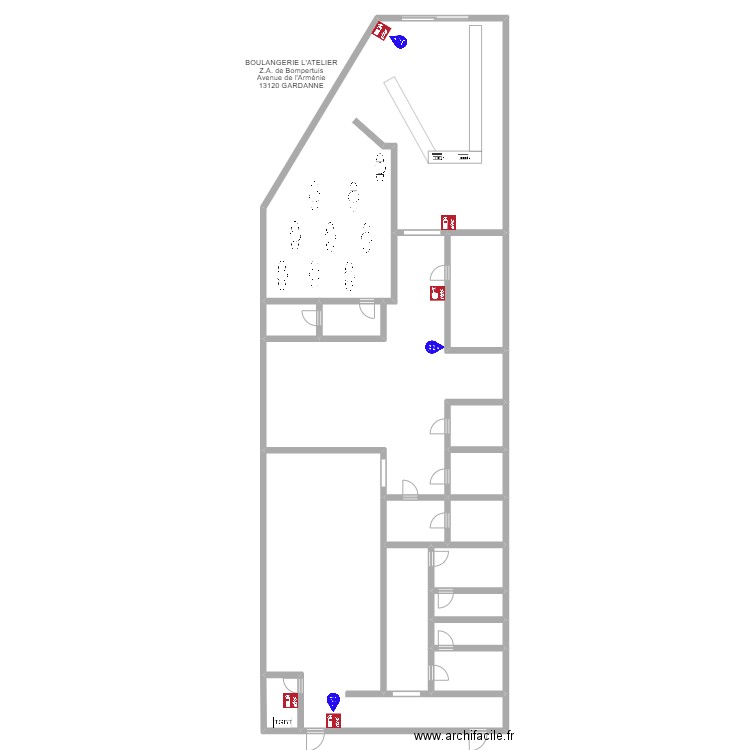 BOULANGERIE GABELOU. Plan de 16 pièces et 421 m2