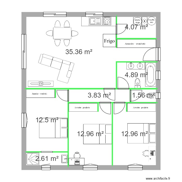 LAROUSSE / PAOLASSO 2. Plan de 9 pièces et 91 m2