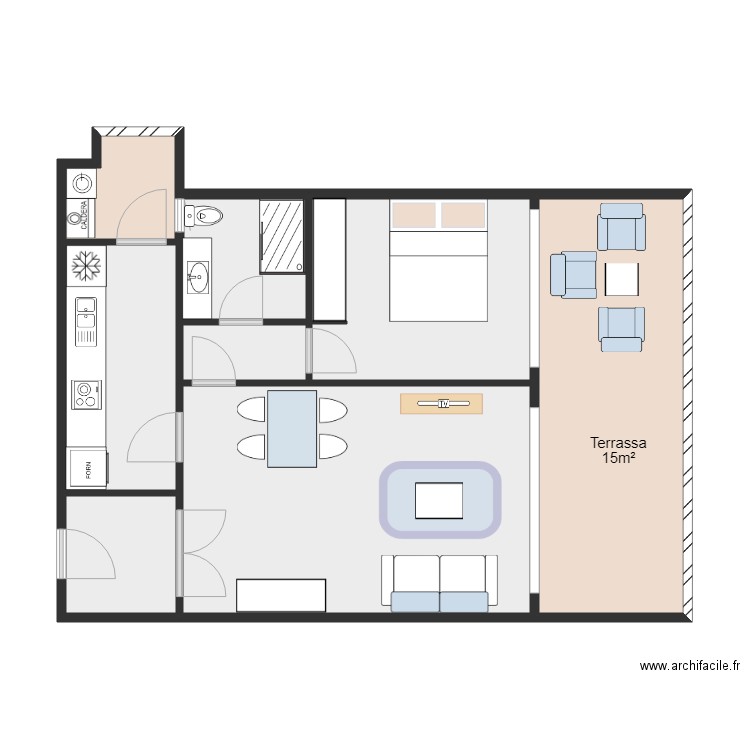 Cumbre5B. Plan de 8 pièces et 65 m2