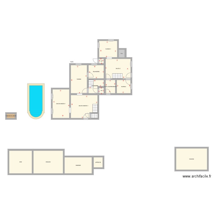 LAMBERT  rdc Amiante. Plan de 0 pièce et 0 m2