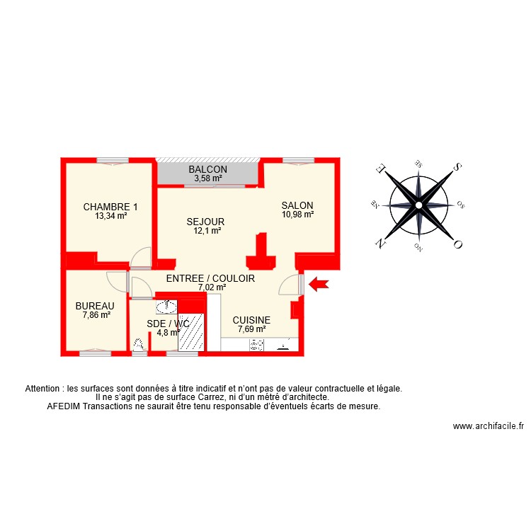 BI 7472 . Plan de 15 pièces et 70 m2