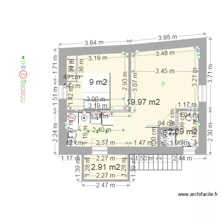 chauvin &eacute;tage r&eacute;nov&eacute; escalier ext&eacute;rieur. Plan de 